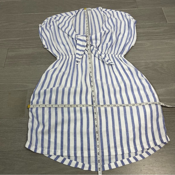 Rails Charlotte Linen Dress Grenadines Stripe Blue & White Tie Front XS Revolve - Picture 15 of 16
